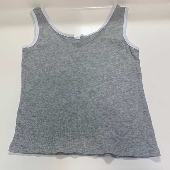Grey and white tank top. Not cropped, but not full length - Picture 1 of 5